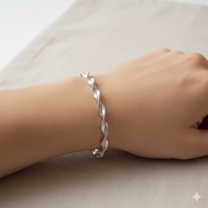 Women's Double Strand Twisted Cord Silver Tone Bracelet